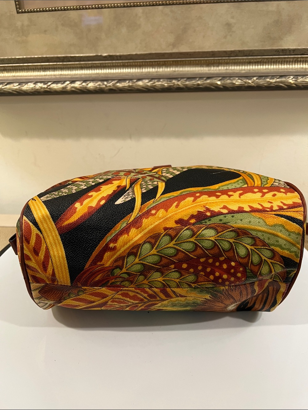 Salvatore Ferragamo Black Jungle Print Shoulder Bag with attached makeup bag - Picture 12 of 17